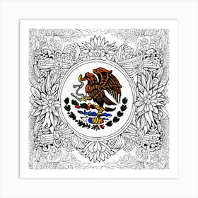 Mexico Flag Coloring Page 10 Art Print