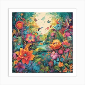 Flowers In The Garden 1 Art Print