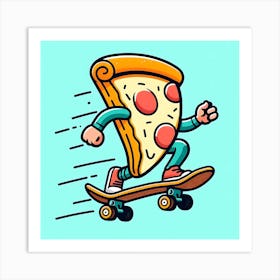 Pizza Man On Skateboard Art Print