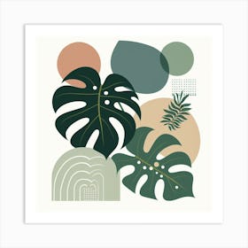 Scandinavian style, Large green monstera leaves 1 Art Print