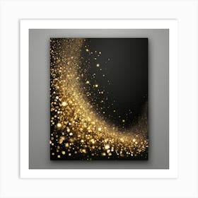 Gold Sparkles On Black Background Art Print