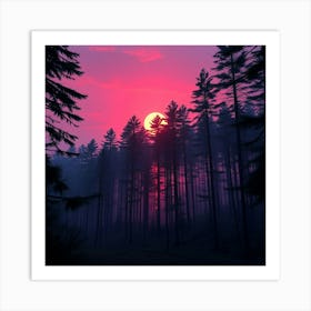 Sunset In The Forest 13 Art Print