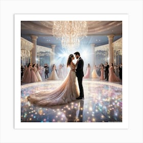 An Ultra Realistic 3d Rendering Of An Opulent Wedding Celebration Lavish Victorian Golden Decorated (4) Art Print