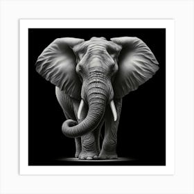 Elephant In Black And White 2 Art Print