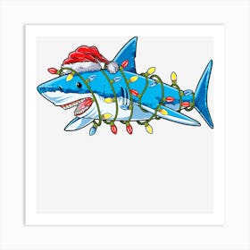 Santa Shark Christmas Lights Sharkmas Tree Xmas Boys Men Art Print