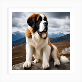 St Bernard Dog 29 Art Print