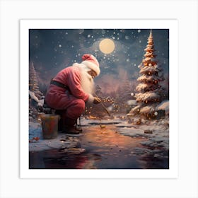 Knitted Christmas Easel Whirlwind Art Print
