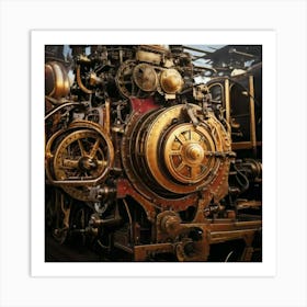 Firefly Steampunk, Train, Victoria, Station, London, Closeup, Industrial, Vintage, Gears, Brass, Mec (3) Art Print