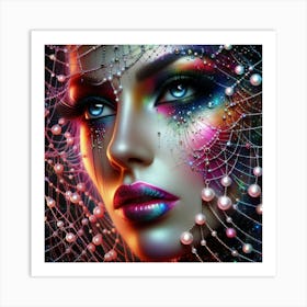 Sexy Woman With Colorful Makeup Art Print