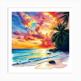 Sunset On The Beach 20 Art Print