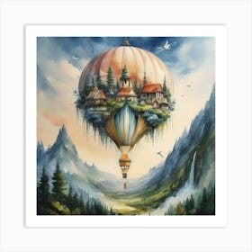 watercolor of a off white hot air balloon 2 Art Print