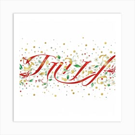 Calligraphic Typography Sprawls Across A Festive Greeting Banner Each Letter Crafted With Elaborate (5) Art Print