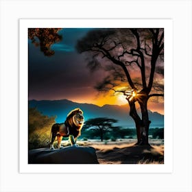 Lion In The Savannah 2 Art Print