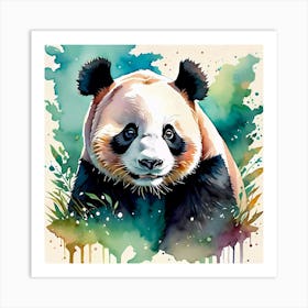 Cute Panda Bear Watercolor Painting Art Print