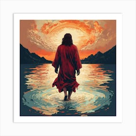 Jesus In The Water Art Print