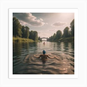 Swimming In The River Art Print