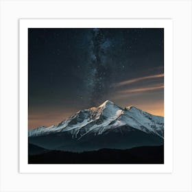 Night Sky Over Mountain Art Print