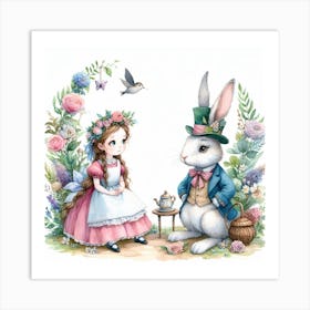 Alice and Peter Rabbit in Wonderland 2 Art Print