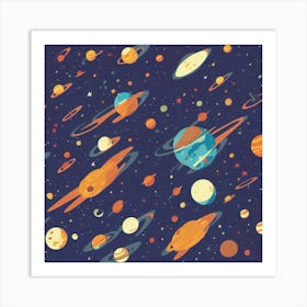 Space Galaxy Planet Universe Stars Night Fantasy Art Print
