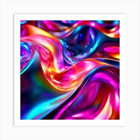 3d Light Colors Holographic Abstract Future Movement Shapes Dynamic Vibrant Flowing Lumi (19) Art Print