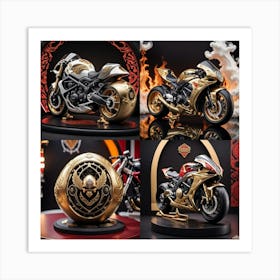 Gold Motorcycles Art Print