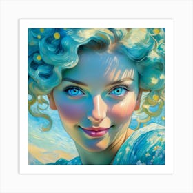 Girl With Blue Eyes jk Art Print