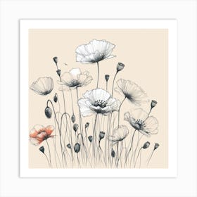 Poppies flowers Art Print