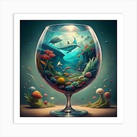 Underwater World In A Wine Glass Art Print