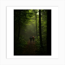 Couple Walking In The Woods Art Print