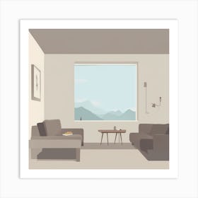 Minimalistic Living Room illustration, 1244 Art Print