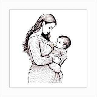 mother and baby art