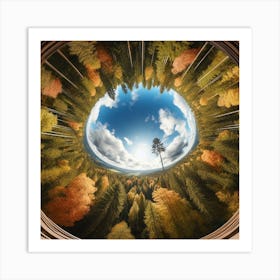 Circular View Of Autumn Forest Art Print