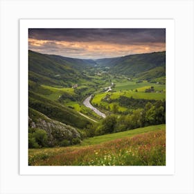 Valley At Sunset Art Print