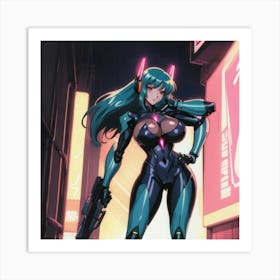 1900's vintage sexy anime girl in mech suits 02 Art Print