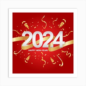 Happy New Year 2024 Art Print