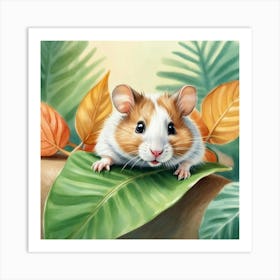 Hamster On Leaf 3 Art Print