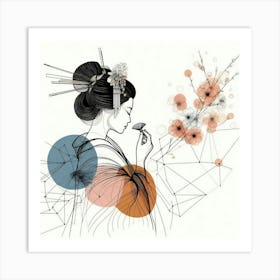 Japan Traditional Geisha Illustration By Ad 149 Art Print