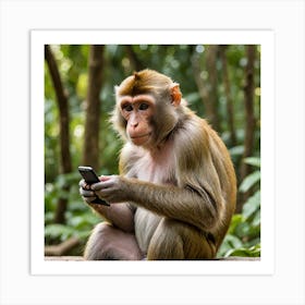 A Monkey With A Smart Phone 2063302775 Art Print