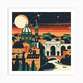 Rome At Night Art Print