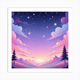 Sky With Twinkling Stars In Pastel Colors Square Composition 262 Art Print