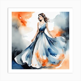 Watercolor Of A Woman In A Dress 1 Art Print