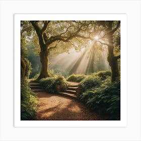 Rays Of Light Through The Forest Art Print