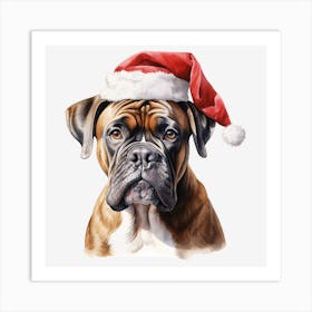 Boxer Dog With Santa Hat 6 Art Print