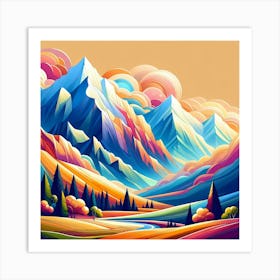 Abstract Mountain Landscape 2 Art Print