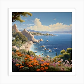 Aqua Reverie: Brushstrokes of the Amalfi Coast Art Print