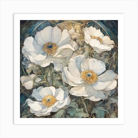 White Anemones Art Print