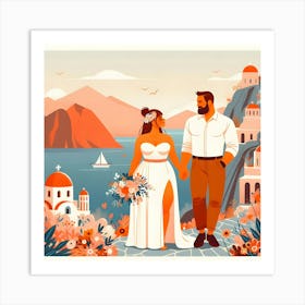 Greece Wedding Illustration Art Print