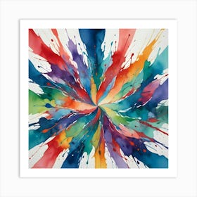 Colorful Watercolor Splash Explosion, Abstract Art Art Print