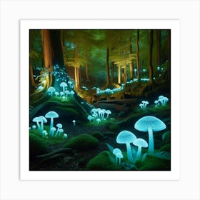 Mushrooms In The Forest 1 Art Print