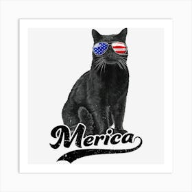 Limited Edition Black Cat 4th Of July Usa Patriotic American Art Print